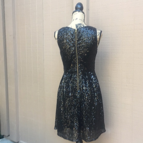 Sz M Sequin Black Sleeveless Midi Dress - Picture 3 of 6